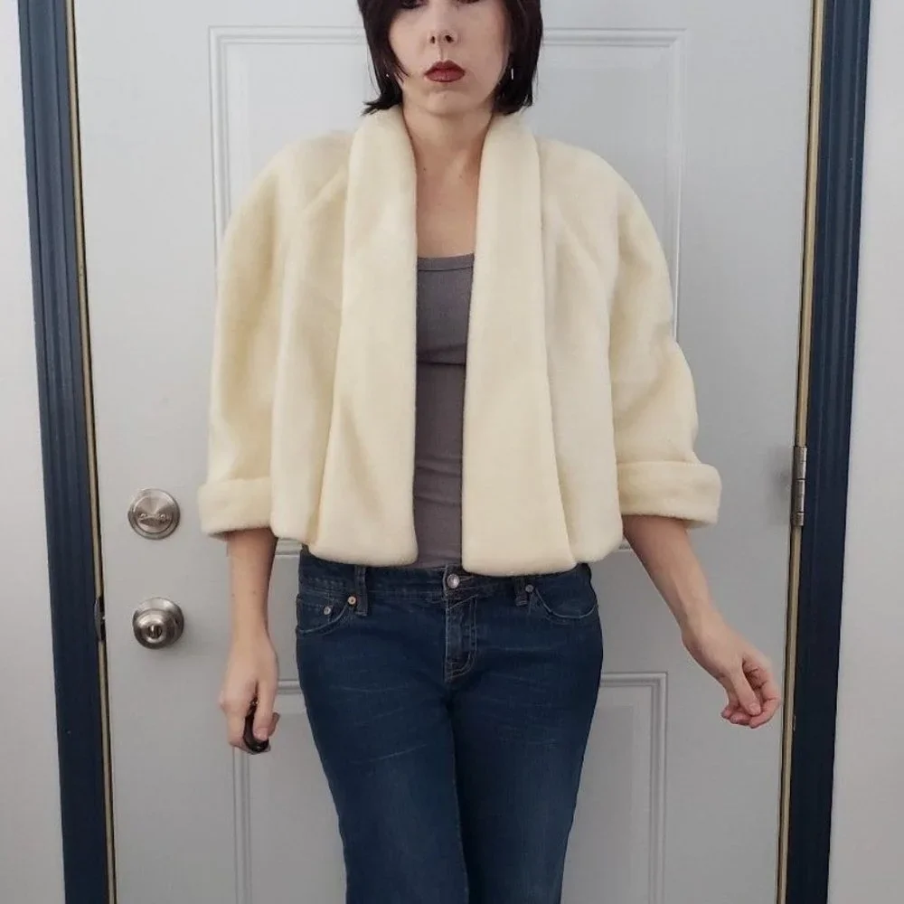 60s/70s Cream Fleece Jacket